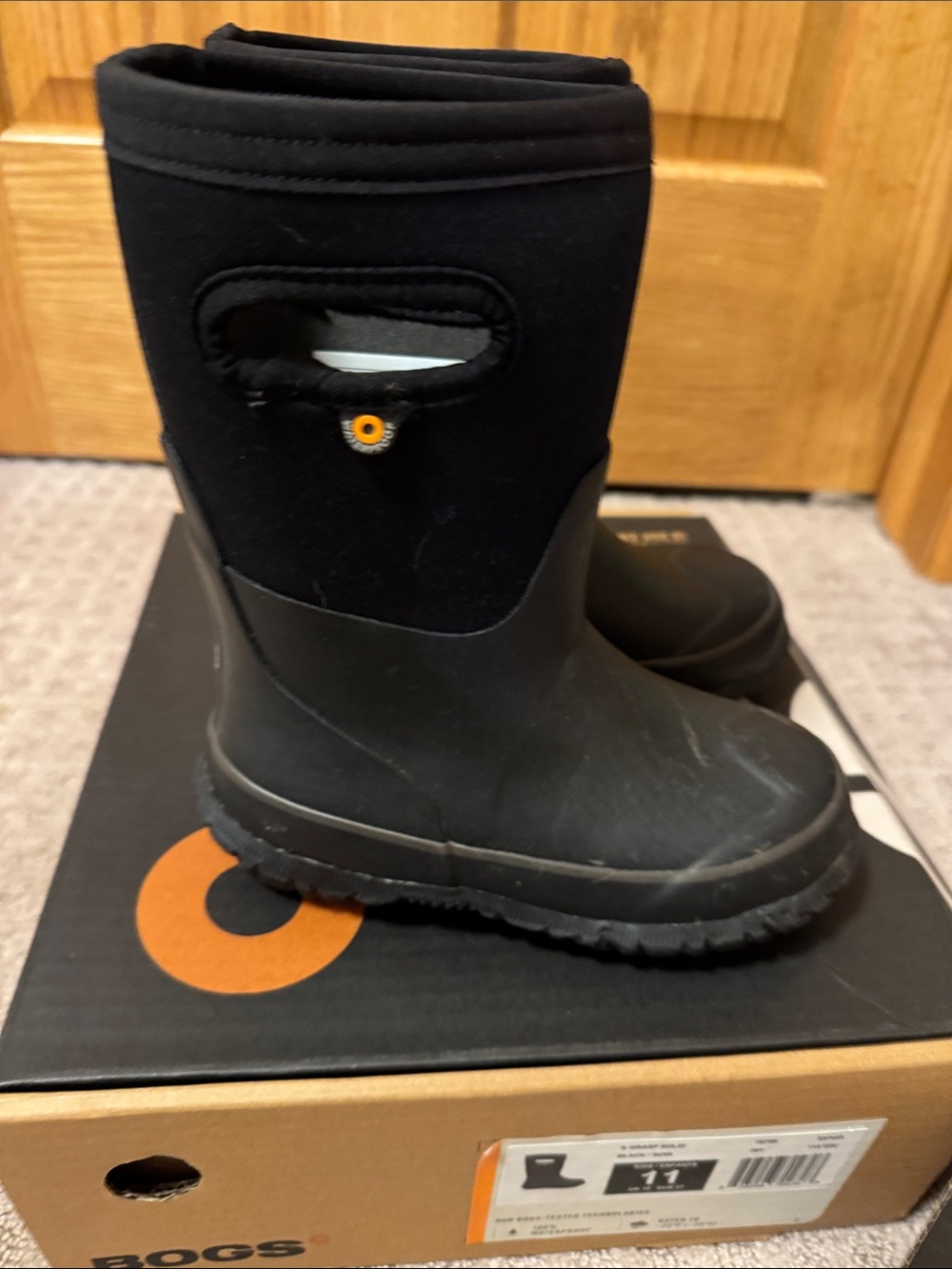 Bogs Kids Black Waterproof Pull-On Snow Boots